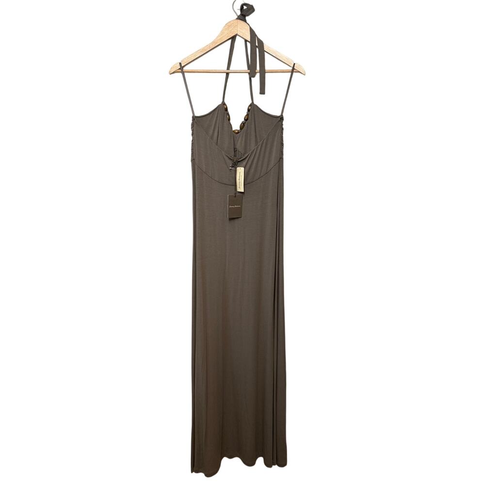 Tommy Bahama Tambour Halter Beaded Maxi Dress Viscose Resort Women’s Medium - Picture 3 of 7
